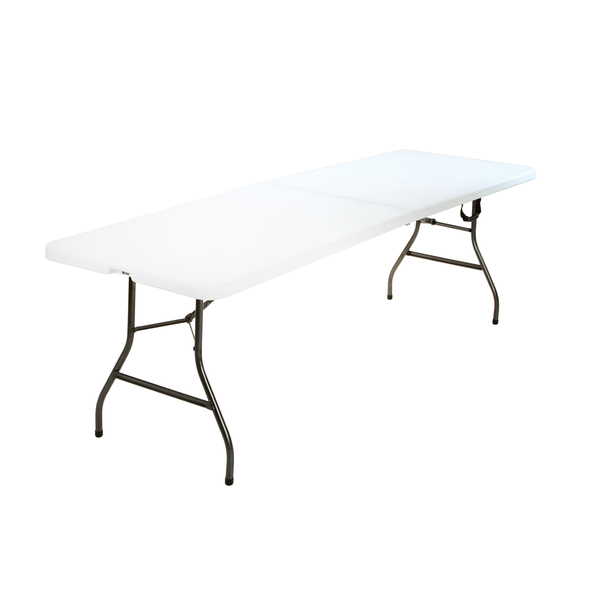 Bridgeport Folding Table, Blow Mold Table, Fold In Half, 96" x 30", White Color C778BP14WSL1X
